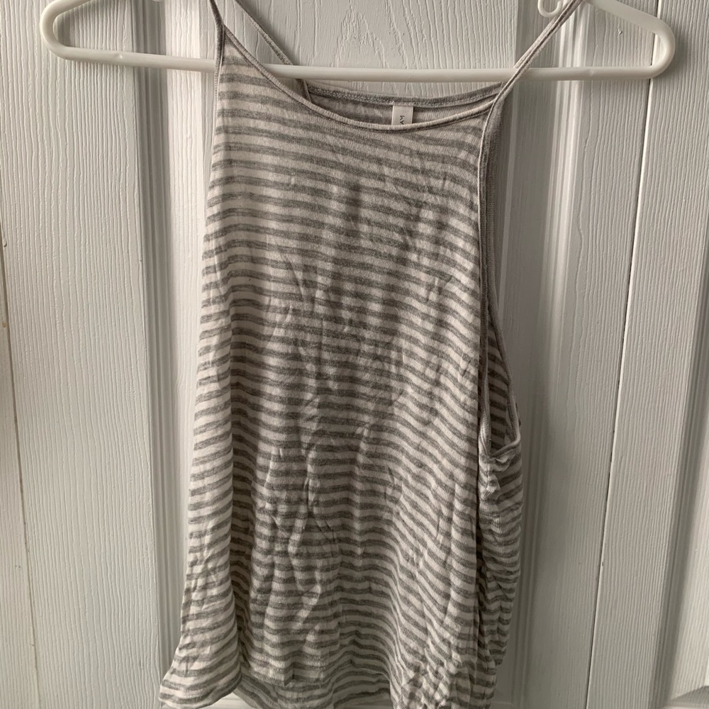 Grey & white striped tank top